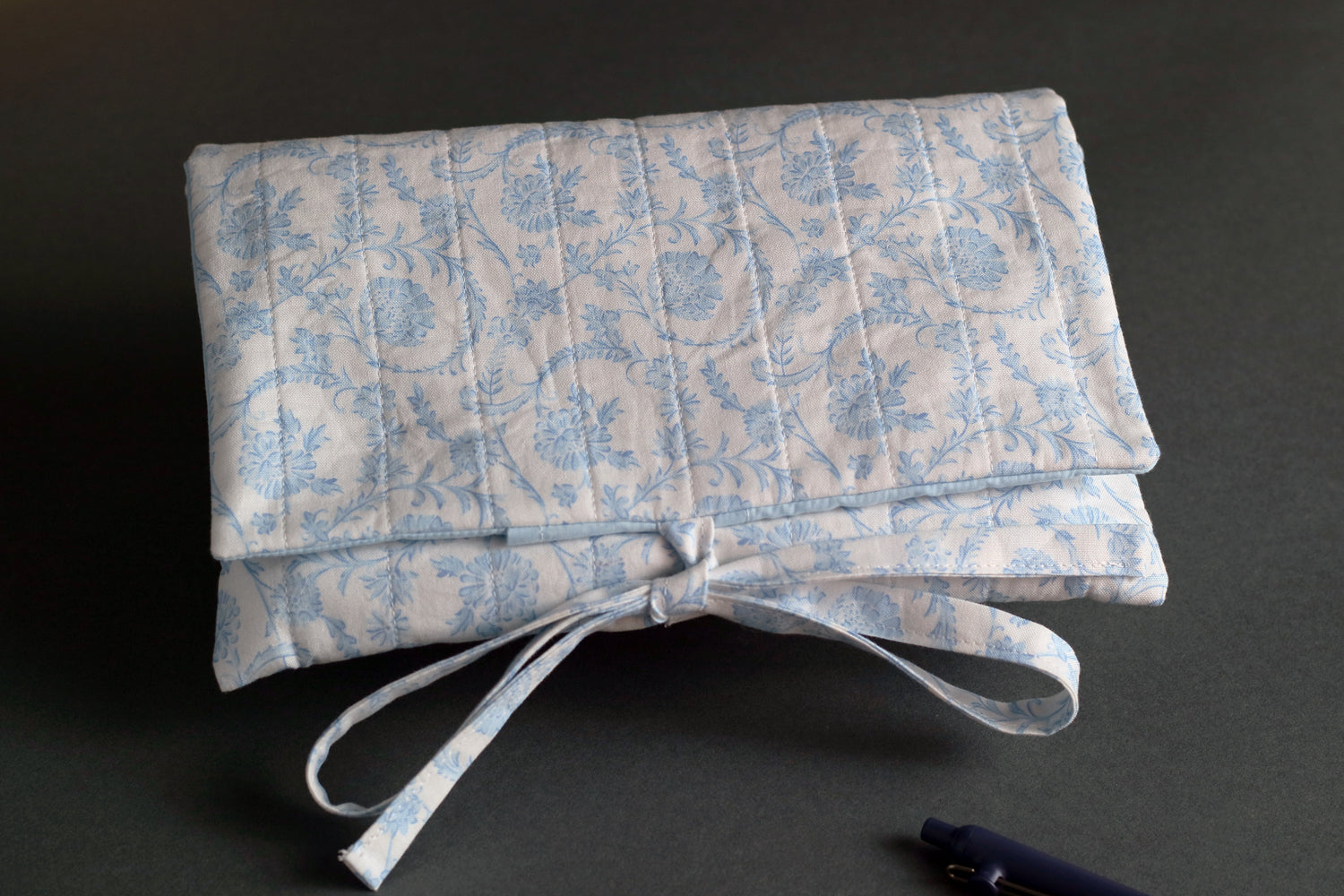 Vintage Style Blue and White Handmade Quilted Book Cover - Small