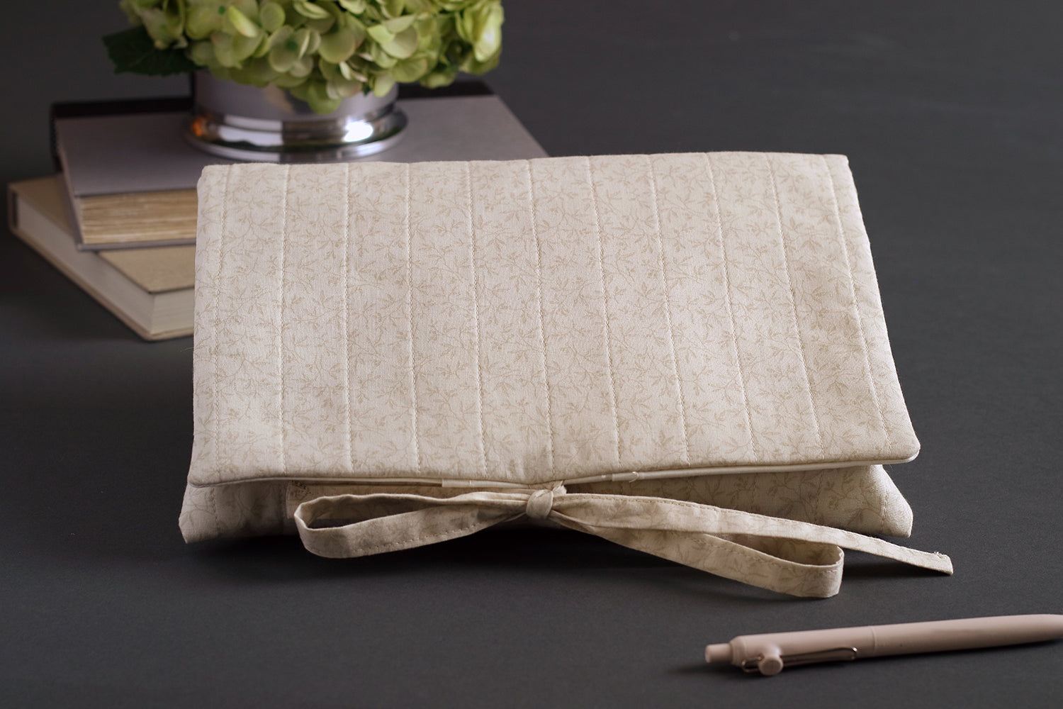 Natural Tiny Vines Handmade Quilted Book Cover - Medium