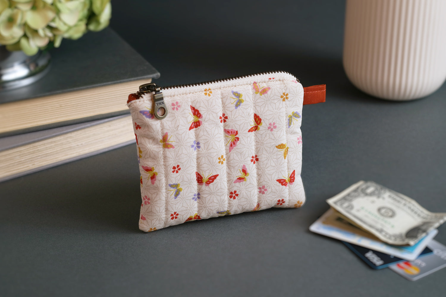 Colorful Butterflies & Cherry Blossoms Keychain Wallet