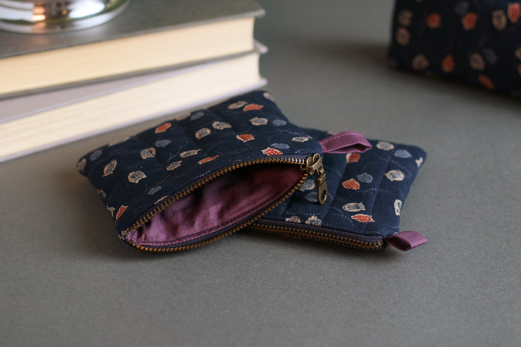 Colorful Owls and Wispy Arcs Handmade Quilted Keychain Wallet