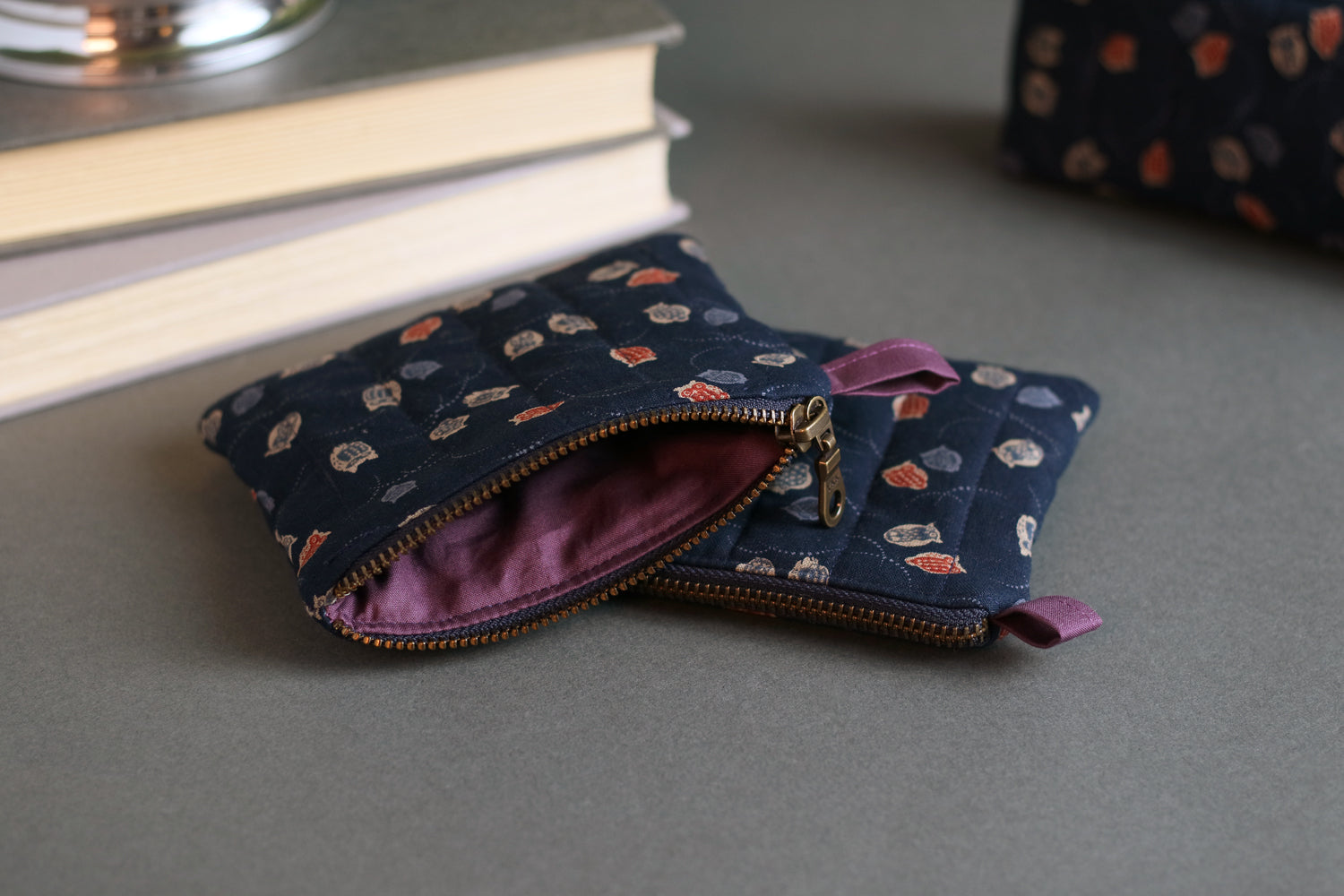 Colorful Owls and Wispy Arcs Handmade Quilted Keychain Wallet