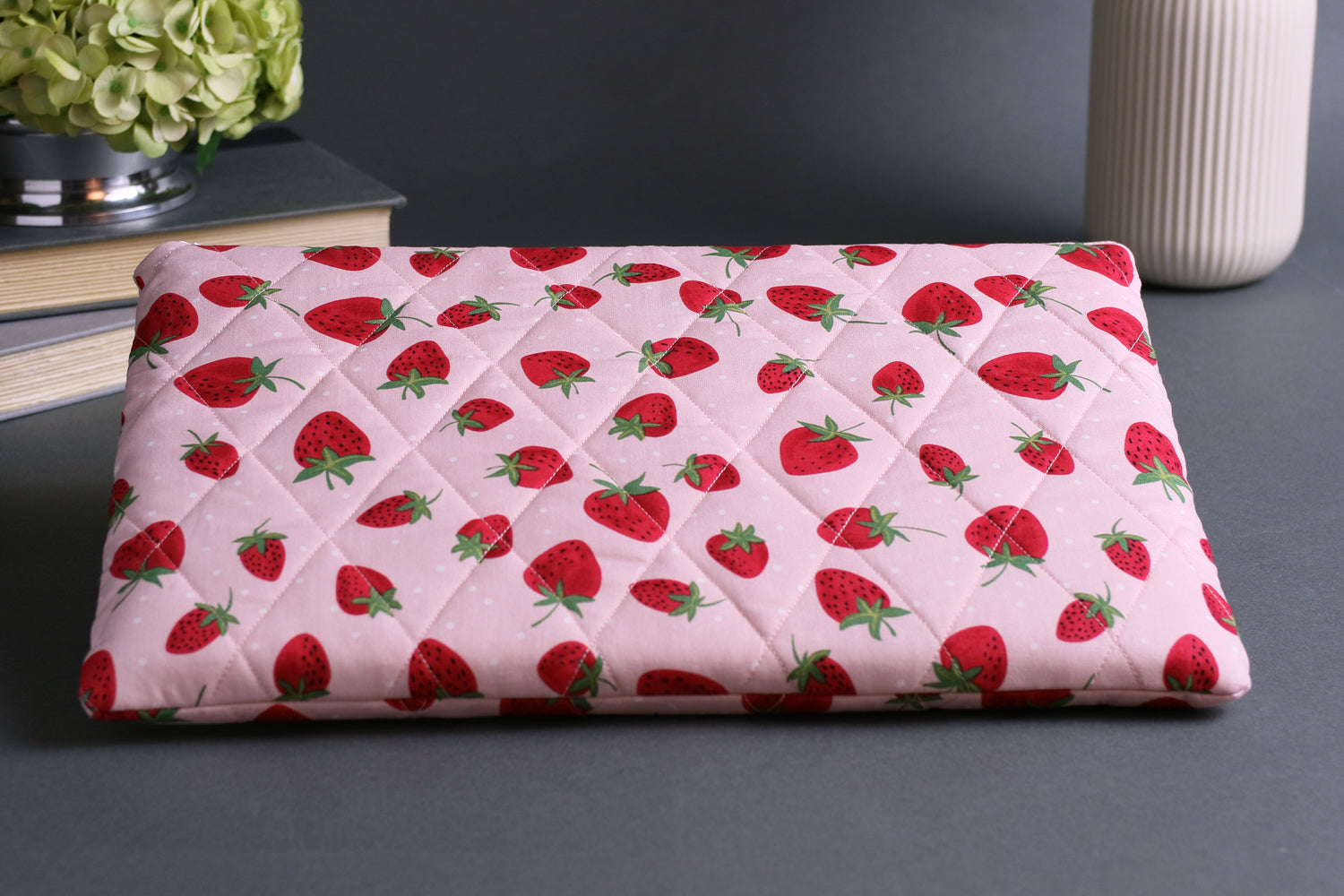 Strawberry Picnic quilted zip laptop sleeve!