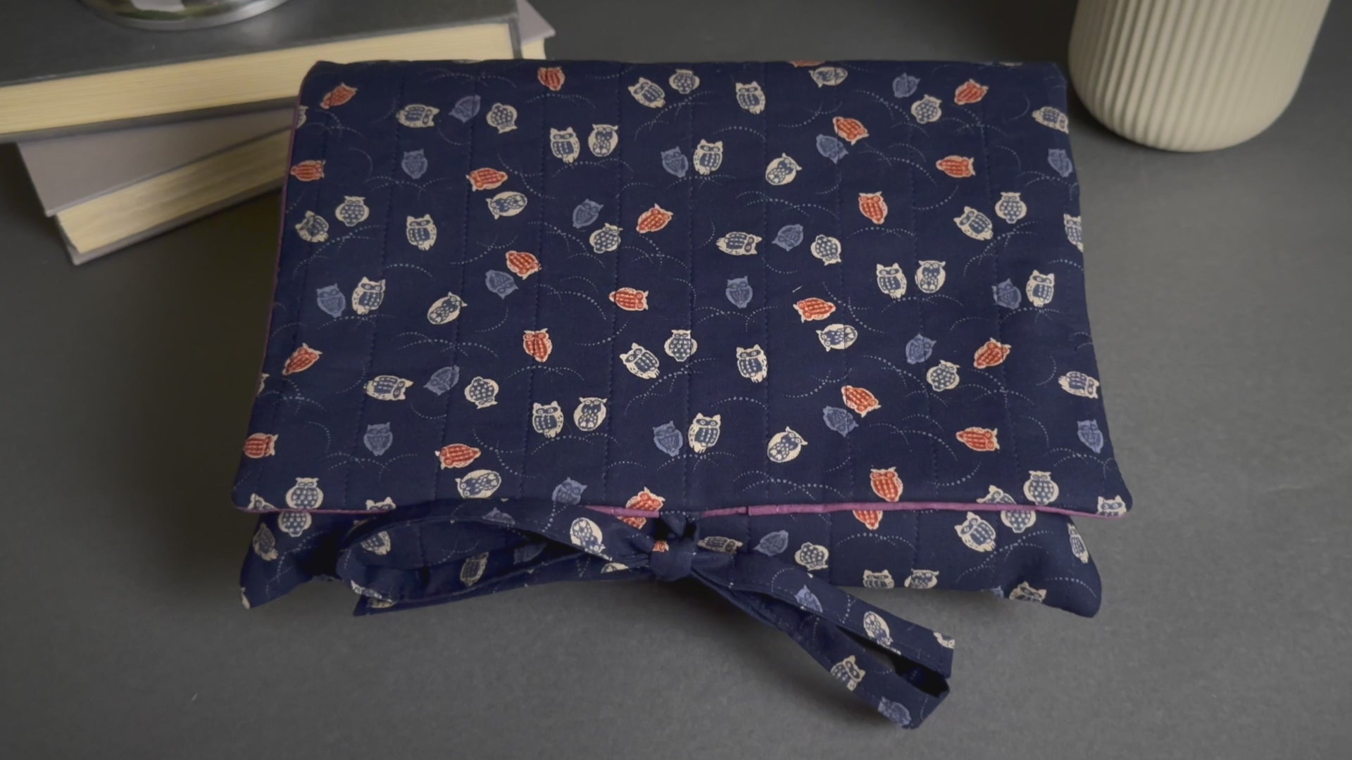 Colorful Owls Quilted Book Cover - Medium