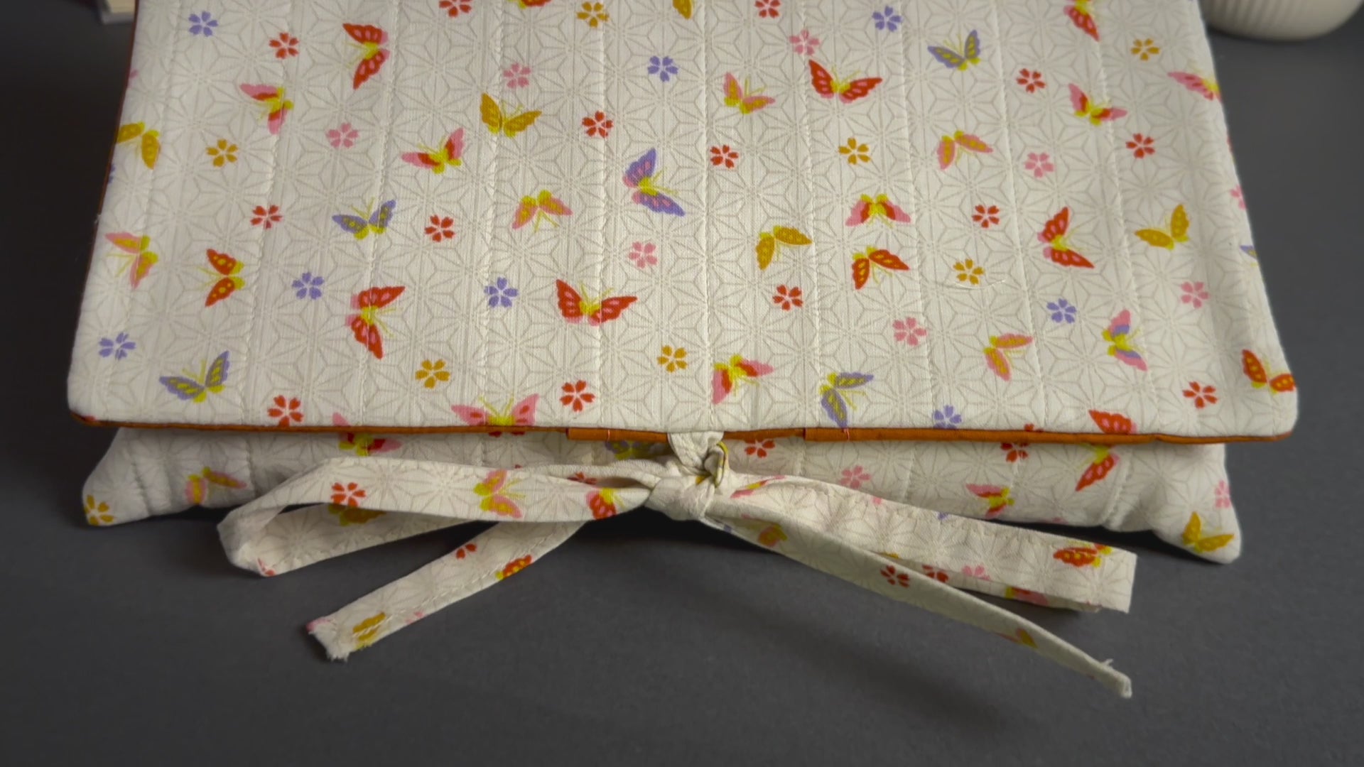 Colorful Butterflies & Cherry Blossoms Quilted Book Cover - Medium